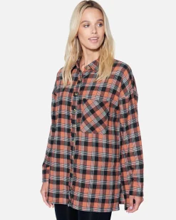Women Hurley Tops & T-Shirts*Austin Plaid Boyfriend Shirt
