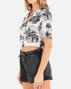 Women Hurley Tops & T-Shirts*BEACH WALK CROP CAMP SHIRT