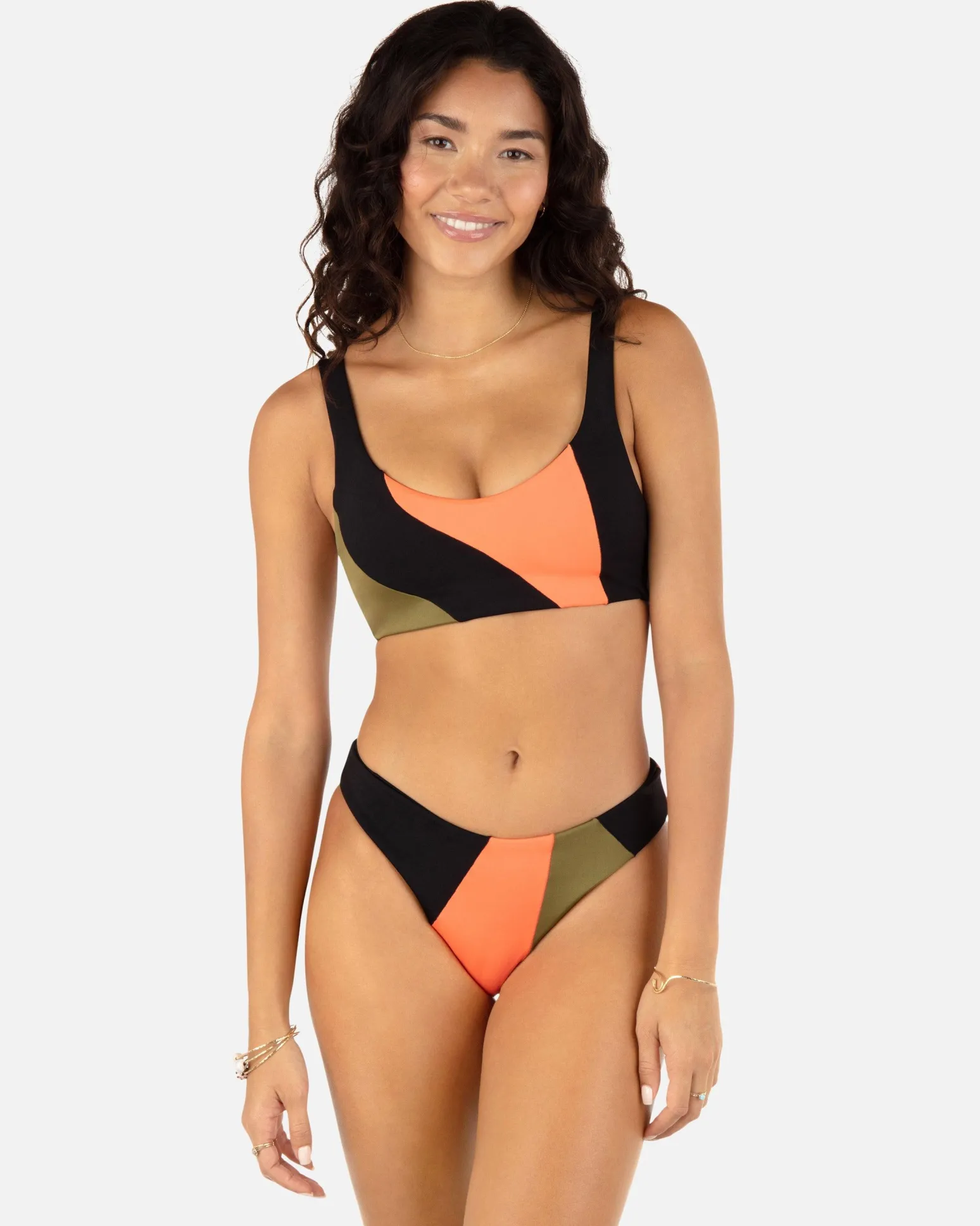 Women Hurley Bikini Bottoms|Bikinis*Color Blocked Max Mid Rise Cheeky Bottom