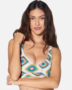 Women Hurley Bikini Tops|Bikinis*Crochet Diamonds Pull On Top