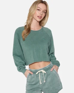 Women Hurley Hoodies & Fleece*Essential Burnout Fleece Crop Crewneck
