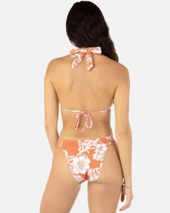Women Hurley Bikini Bottoms|Bikinis*Floral Ikat Rib Cheeky Scoop Ring Bottom