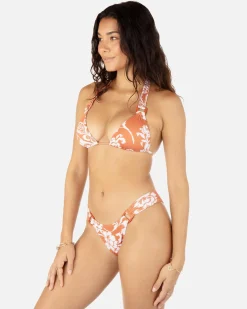 Women Hurley Bikini Bottoms|Bikinis*Floral Ikat Rib Cheeky Scoop Ring Bottom