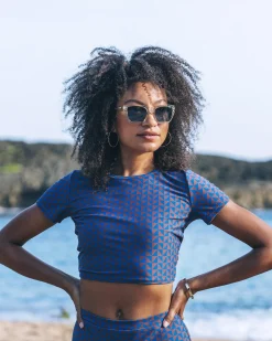 Women Hurley Bikini Tops|Bikinis*Geo Mirage Crop Short Sleeve Top