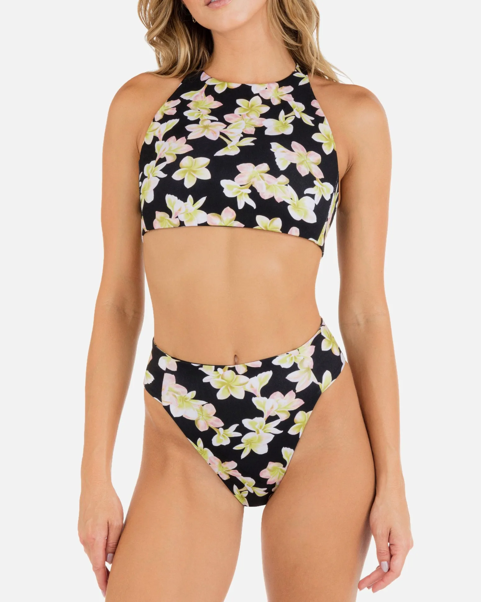 Women Hurley Bikini Tops|Bikinis*Max Plumeria Moderate Tab Side High Waist