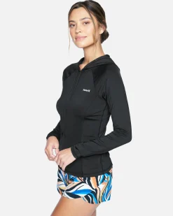 Women Hurley Rashguards & Surf Shirts|Rashguards & Surf Shirts*ONE AND ONLY SOLID LONG SLEEVE HOODIE SURF SHIRT