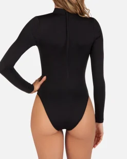 Women Hurley One Piece*One And Only Solid Mock Neck Zip Back Moderate Surf Suit