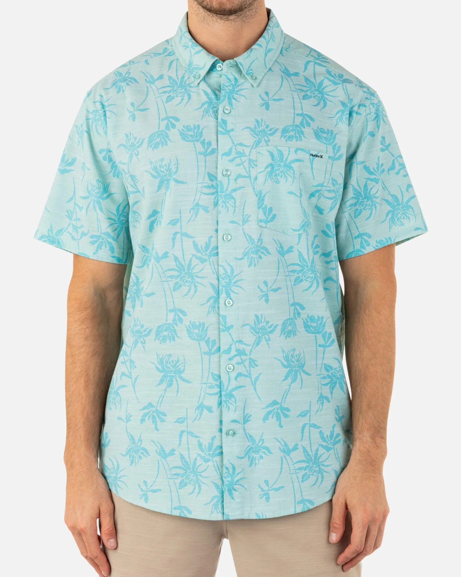 Hurley Tshirts & Tops|Button Downs*One And Only Stretch Print Short Sleeve Shirt