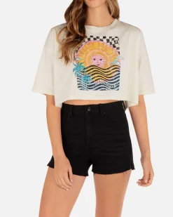 Women Hurley Tops & T-Shirts*Psychedelic Surf Boyfriend Cropped Tee