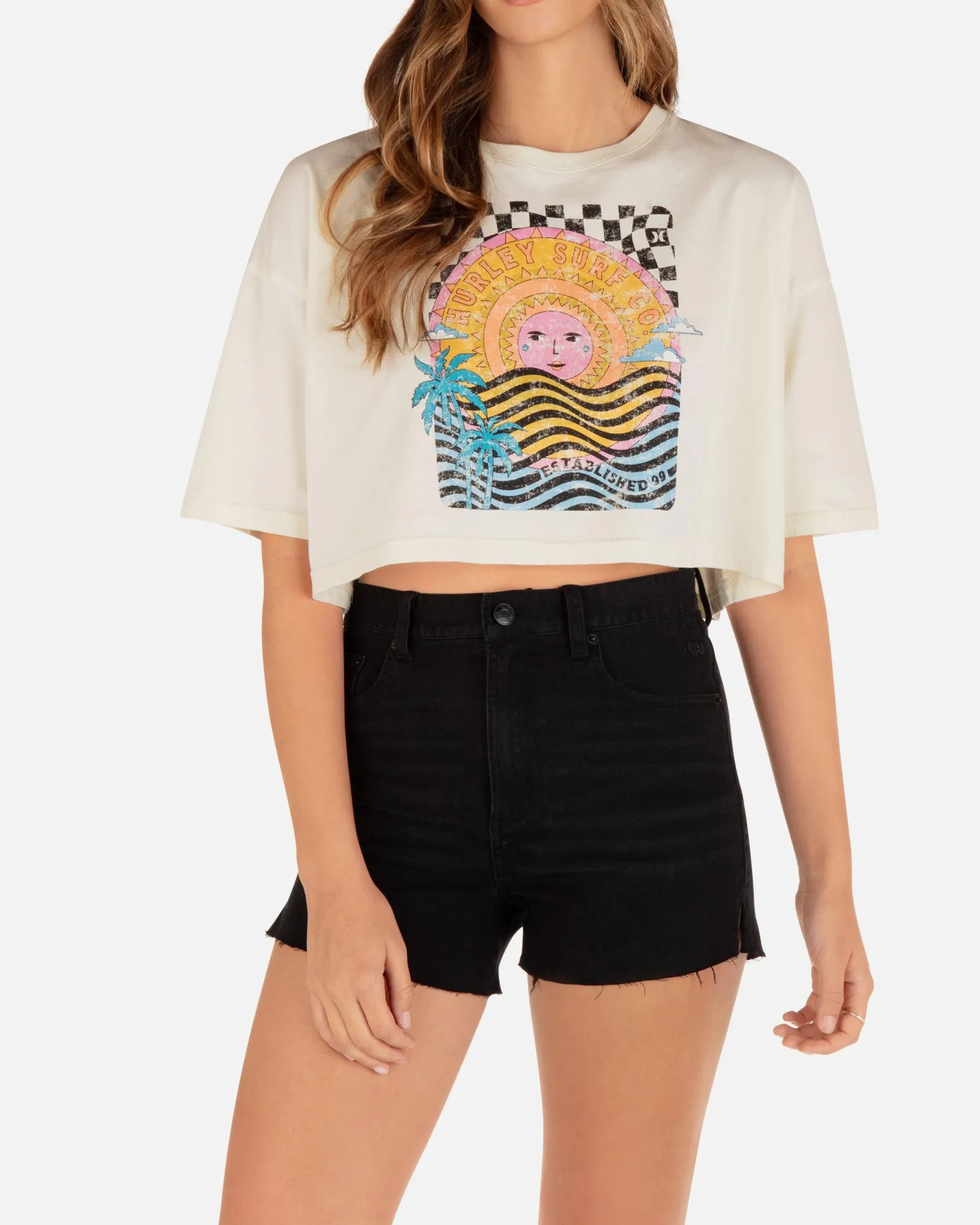 Women Hurley Tops & T-Shirts*Psychedelic Surf Boyfriend Cropped Tee