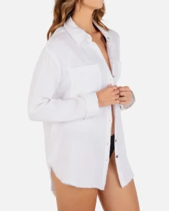 Women Hurley Tops & T-Shirts*Solid Long Sleeve Button Front Shirt