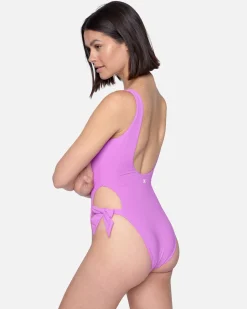 Women Hurley One Piece*Solid Reversible Tie Side Cheeky One Piece
