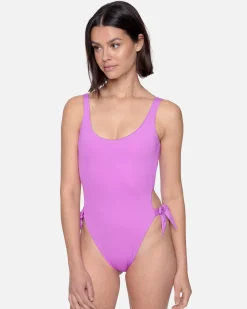 Women Hurley One Piece*Solid Reversible Tie Side Cheeky One Piece