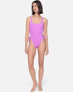 Women Hurley One Piece*Solid Reversible Tie Side Cheeky One Piece