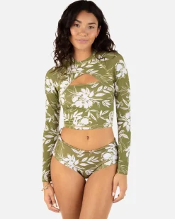 Women Hurley Rashguards & Surf Shirts|Rashguards & Surf Shirts*Waimea Valley Long Sleeve Cropped Cross Yoke Rashguard