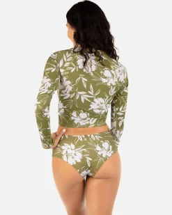 Women Hurley Rashguards & Surf Shirts|Rashguards & Surf Shirts*Waimea Valley Long Sleeve Cropped Cross Yoke Rashguard